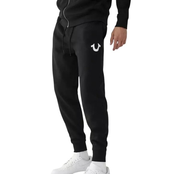 True Religion Men's 2 PC Sweatsuit Fleece Tracksuit Matching Outfit Black NWT - Picture 9 of 13